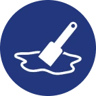 Paint scraper in blue circle icon